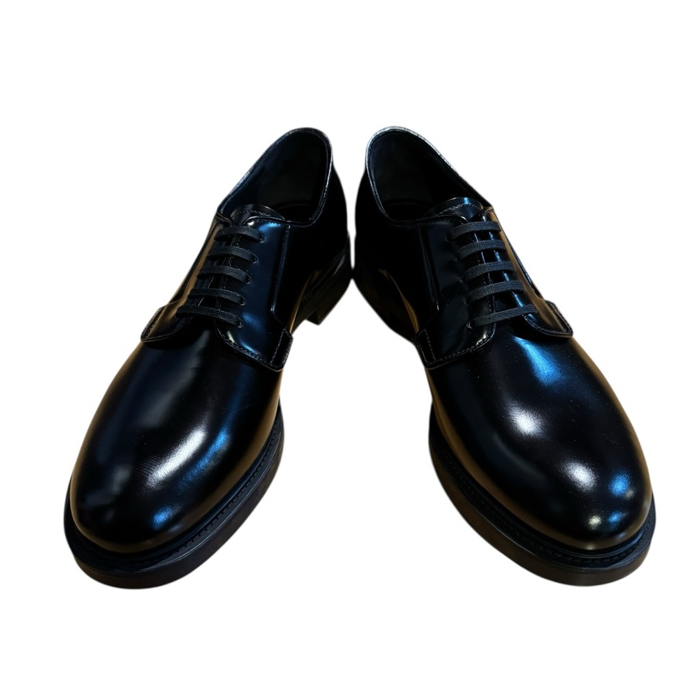 Prada Mens Black Classic Derby Shoes - Picture 2 of 6